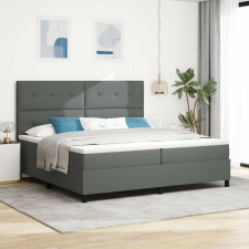 vidaXL Fedett rugós ágy matraccal, sötétszürke, 200x200 cm szövet ágy és ágykellék