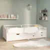 vidaXL fehér 3-személyes tömör fenyőfa kanapéágy fiókokkal 90 x 200 cm