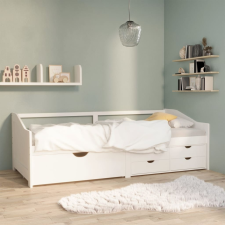 vidaXL fehér 3-személyes tömör fenyőfa kanapéágy fiókokkal 90 x 200 cm ágy és ágykellék