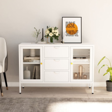 vidaXL fehér acél és edzett üveg tálalószekrény 105 x 35 x 70 cm bútor