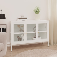 vidaXL fehér acél és üveg tálalószekrény 105 x 35 x 70 cm bútor