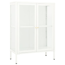 vidaXL fehér acél és üveg tálalószekrény 75 x 35 x 105 cm (336071) bútor