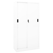 vidaXL fehér acél tolóajtós irodai szekrény 90 x 40 x 180 cm üzletberendezés, dekoráció