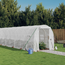 vidaXL fehér acélvázas melegház 32 m² 16 x 2 x 2 m kerti tárolás