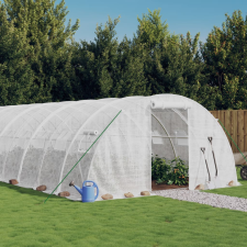 vidaXL fehér acélvázas melegház 32 m² 8 x 4 x 2 m kerti tárolás