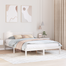 vidaXL Fehér Ágykeret Fehér Tömör tűlevelű fa 140 x 200 cm Ágykeret ágy és ágykellék