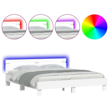 vidaXL fehér ágykeret fejtámlával és LED-del 180 x 200 cm (3207525) ágy és ágykellék