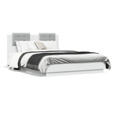 vidaXL fehér ágykeret fejtámlával és LED-világítással 135 x 190 cm ágy és ágykellék