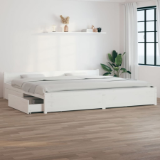 vidaXL fehér ágykeret fiókokkal 200x200 cm ágy és ágykellék