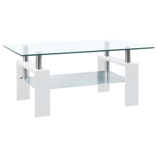 vidaXL fehér-átlátszó edzett üveg dohányzóasztal 95 x 55 x 40 cm bútor
