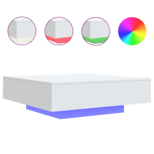 vidaXL fehér dohányzóasztal LED-lámpákkal 100 x 100 x 31 cm (836602) bútor