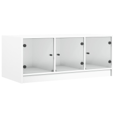 vidaXL fehér dohányzóasztal üvegajtókkal 102 x 50 x 42 cm (836413) bútor
