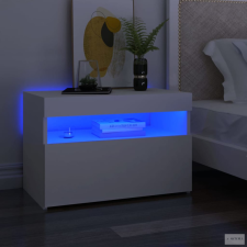 vidaXL Fehér éjjeliszekrény LED-lámpákkal 60x35x40 cm szerelt fa bútor