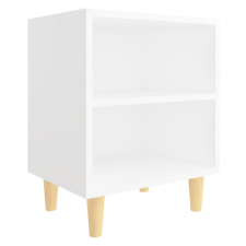 vidaXL Fehér éjjeliszekrény tömör fa lábakkal 40 x 30 x 50 cm bútor