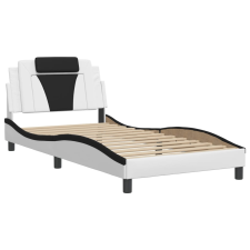 vidaXL fehér és fekete műbőr ágykeret fejtámlával 100x200 cm (3208081) ágy és ágykellék