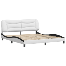 vidaXL fehér és fekete műbőr ágykeret fejtámlával 180x200 cm (3208022) ágy és ágykellék
