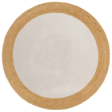 vidaXL fehér és természetes színű fonott juta-pamut kisszőnyeg 120 cm lakástextília