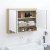 vidaXL fehér és tölgy MDF tükrös fürdőszobaszekrény 80 x 15 x 60 cm