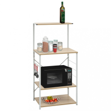 vidaXL fehér és tölgyszínű forgácslap mikrosütő szekrény 60x39,6x123cm konyhai eszköz