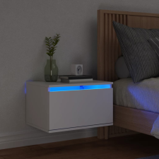 vidaXL fehér falra szerelhető éjjeliszekrény LED-világítással bútor