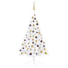 vidaXL fehér fél műkarácsonyfa LED-ekkel és gömbszettel 120 cm (3077482) műfenyő