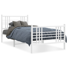 vidaXL fehér fém ágykeret fej- és lábtámlával 107 x 203 cm ágy és ágykellék