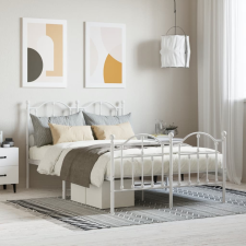 vidaXL fehér fém ágykeret fej- és lábtámlával 120 x 190 cm ágy és ágykellék