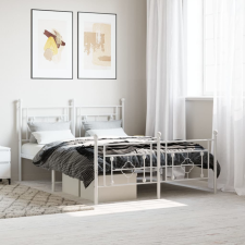 vidaXL fehér fém ágykeret fej- és lábtámlával 135x190 cm ágy és ágykellék