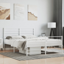 vidaXL fehér fém ágykeret fej- és lábtámlával 140 x 190 cm ágy és ágykellék