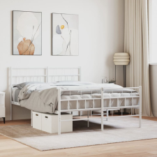 vidaXL fehér fém ágykeret fej- és lábtámlával 140 x 190 cm ágy és ágykellék