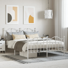 vidaXL fehér fém ágykeret fej- és lábtámlával 150x200 cm ágy és ágykellék