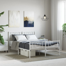 vidaXL fehér fém ágykeret fej- és lábtámlával 150x200 cm ágy és ágykellék