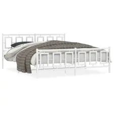 vidaXL Fehér fém ágykeret fej- és lábtámlával 183 x 213 cm ágy és ágykellék