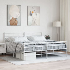 vidaXL fehér fém ágykeret fej- és lábtámlával 200x200 cm ágy és ágykellék