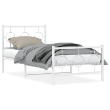 vidaXL fehér fém ágykeret fej- és lábtámlával 90 x 190 cm ágy és ágykellék