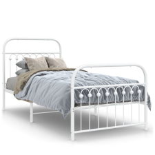 vidaXL fehér fém ágykeret fej- és lábtámlával 90 x 190 cm ágy és ágykellék