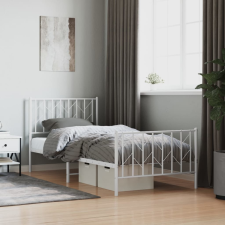 vidaXL fehér fém ágykeret fej- és lábtámlával 90 x 200 cm ágy és ágykellék