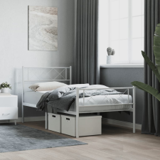 vidaXL fehér fém ágykeret fej- és lábtámlával 90x200 cm ágy és ágykellék