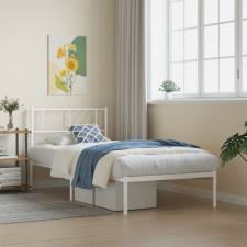 vidaXL fehér fém ágykeret matrac nélkül fejtámlával 180 x 200 cm ágy és ágykellék