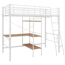 vidaXL fehér fém emeletes ágykeret asztallal 90 x 200 cm (287906) ágy és ágykellék