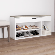 vidaXL fehér forgácslap cipőtároló pad párnával 104 x 30 x 49 cm bútor