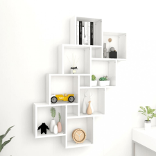 vidaXL fehér forgácslap fali kockapolc 90 x 15 x 119 cm bútor