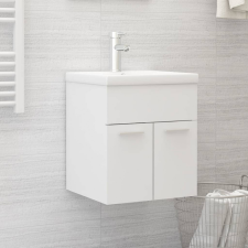 vidaXL Fehér forgácslap mosdószekrény beépített mosdókagylóval fürdőszoba bútor