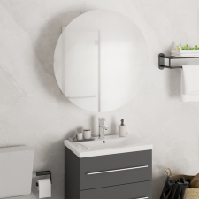 vidaXL fehér fürdőszobai szekrény kerek tükörrel/LED-del 47x47x17,5 cm fürdőszoba bútor