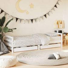vidaXL fehér gyerek tömör fenyőfa ágykeret fiókokkal 90 x 200 cm ágy és ágykellék