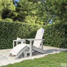 vidaXL Fehér HDPE kerti adirondack szék lábtartóval kerti bútor