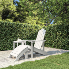vidaXL Fehér HDPE kerti adirondack szék lábtartóval kerti bútor