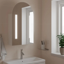 vidaXL fehér ívelt tükrös fürdőszobaszekrény LED-del 42 x 13 x 70 cm fürdőszoba bútor