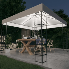 vidaXL fehér kerti pavilon LED fényfüzérrel 3 x 3 m kerti bútor