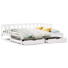 vidaXL fehér kihúzható heverő fiókokkal matrac nélkül 90 x 200 cm (3302188) ágy és ágykellék